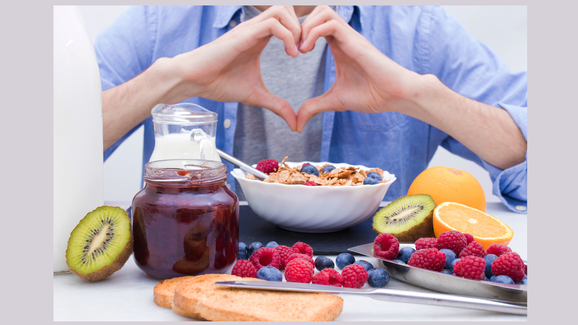 heart hands with healthy food